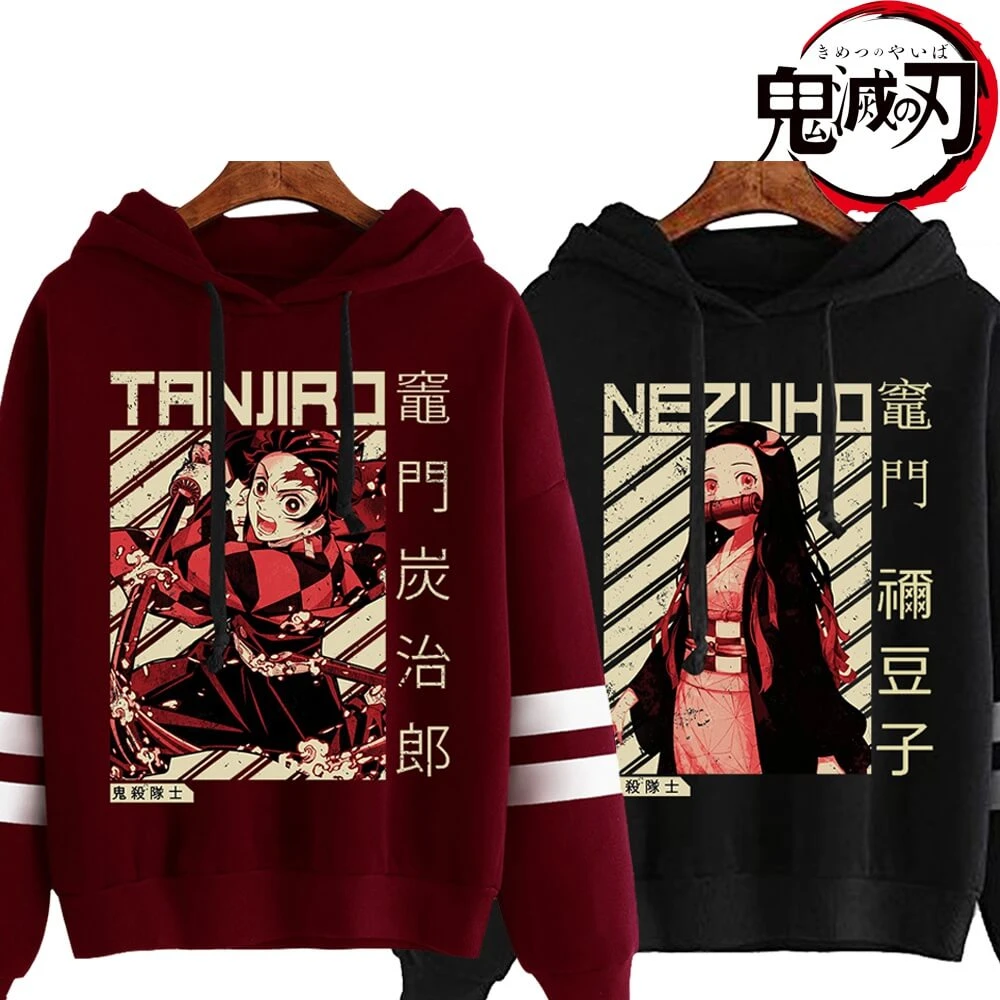 sweatshirts for girls Anime Demon Slayer Hoodie Kamado Tanjirou Kamado Nezuko Printed Hoodies Hooded Sweatshirts Tops Pullovers Unisex black sweatshirt