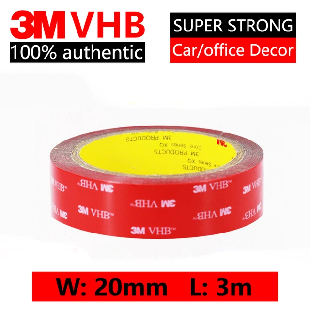 3M VHB Double Side Tape Super Strong High Temperature Gray Foam Adhesive Two Face For Car/Home Decor Wide 5-50mm Customized 20mmx3m