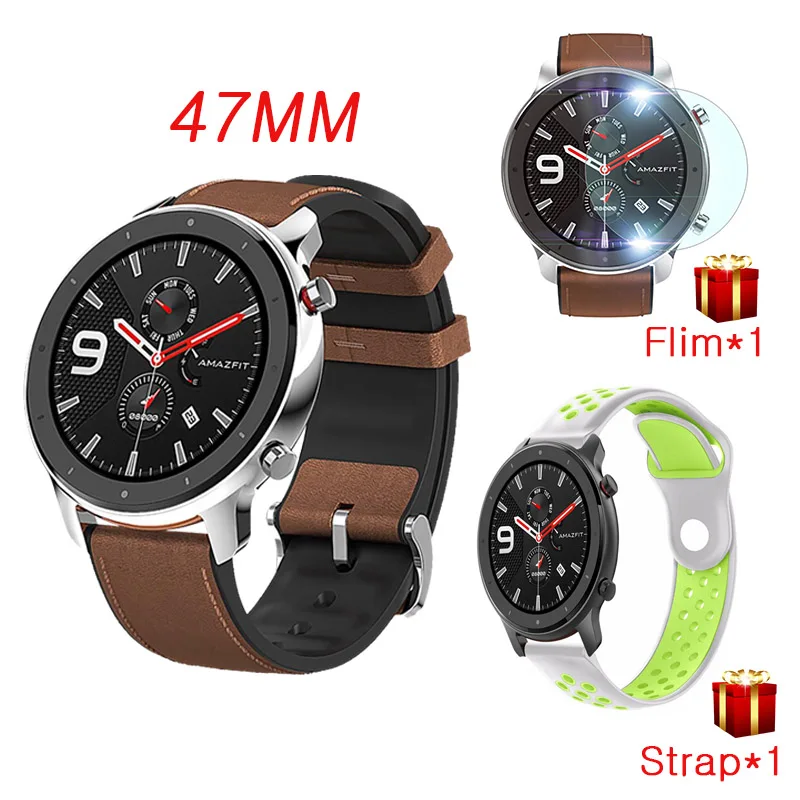 Silver and white Глобальная версия, новинка, Amazfit GTR, 47 мм, Смарт-часы для мужчин и женщин, 5ATM, умные часы, 24 дня, батарея, gps, управление музыкой, для телефона Android IOS - Цвет: Silver and white