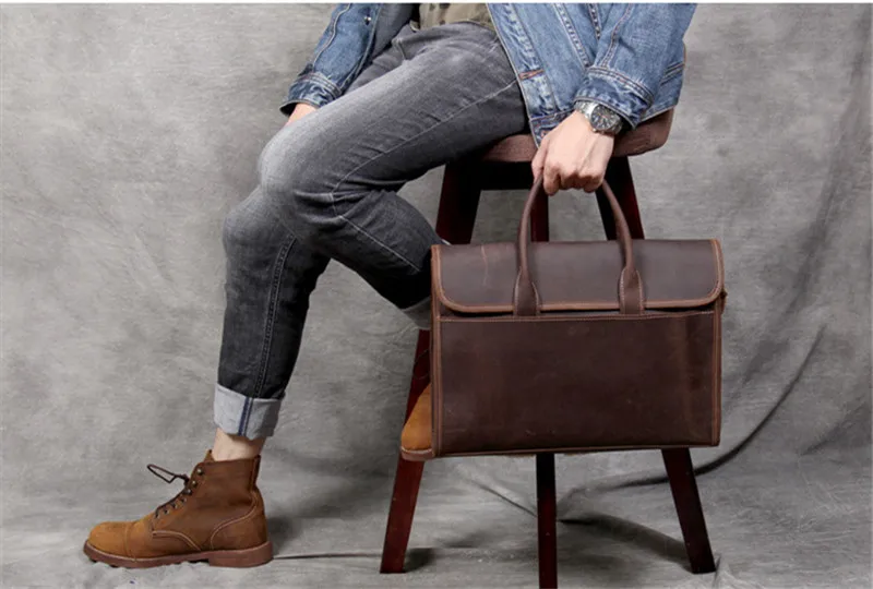PNDME дизайнерский мужской портфель ручной работы из натуральной кожи простой ретро роскошный crazy horse из воловьей кожи бизнес сумка для