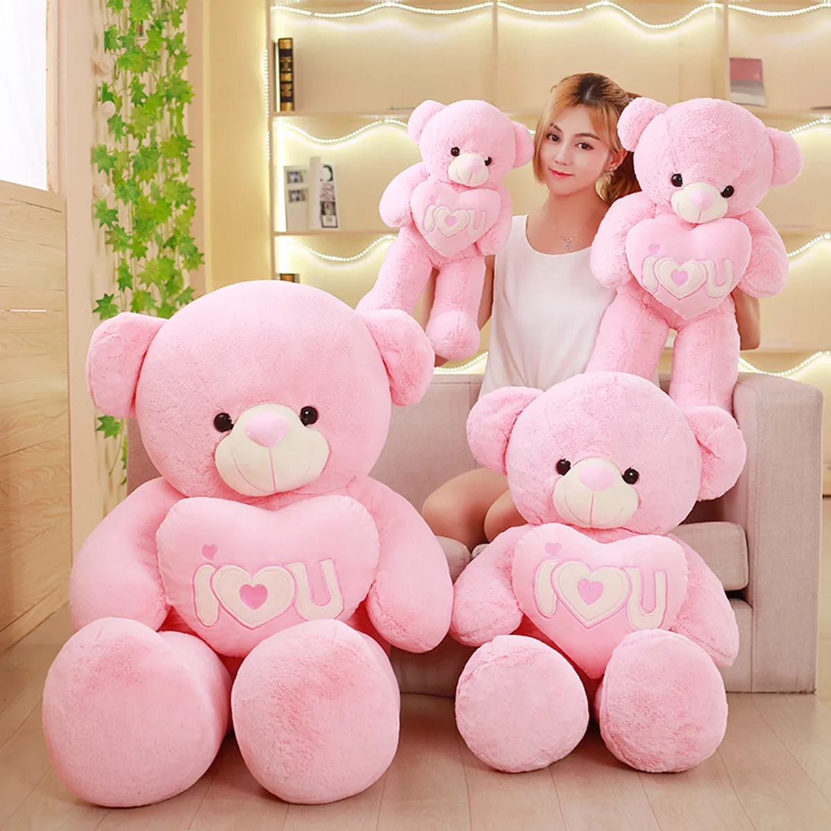 

Plush Toys Large Size Teddy Bear Holding Heart Bear Hug Bear Doll Children Doll Valentine's Day Gift for a Girlfriend
