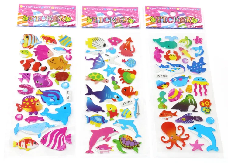 10 шт. новые детские Мультяшные наклейки объемные наклейки Раннее детство аниме-наклейки Подводные наклейки с дизайном «рыбы» Игрушки
