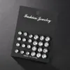 Nuevo 12 par/pack blanco brillante pendientes de broche para boda conjunto para los hombres y las mujeres de cristal accesorios de la joyería Oorbellen pendientes ► Foto 3/6