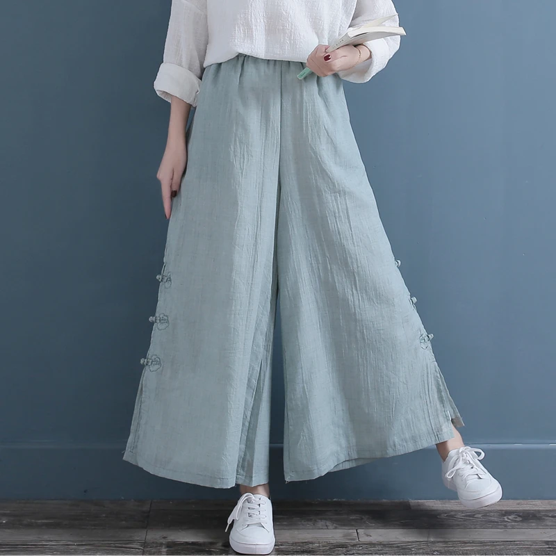 

Spring Autumn Women Trousers Cotton Linen Fairy National wide-legged Pants Pants Loose Casual Women Pants YoYiKamomo