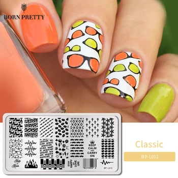 

BORN PRETTY Nail Art Stamp Template Classic Lip Cross Pattern Moustache Image Plate Nail Stamp Plates BP-L012 12.5 x 6.5cm