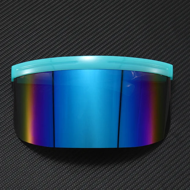 Oversized Windproof Mask Goggles Sunglasses Women Fashion One Piece Rimless Sunglasses Men Outdoor UV400 Crystal Glasses O960 Blue-Blue