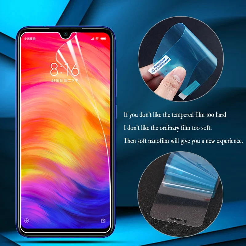 3 шт нано взрывобезопасная Защитная пленка для Xiaomi Redmi 7 7A Note 7 7A 8 Pro(не стекло