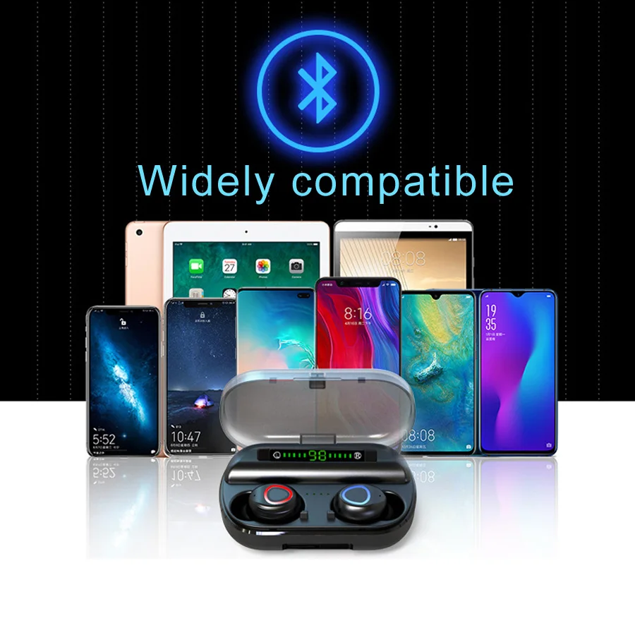 TWS Bluetooth наушники беспроводные наушники 8D бас стерео наушники бинауральная гарнитура с микрофоном внешний аккумулятор