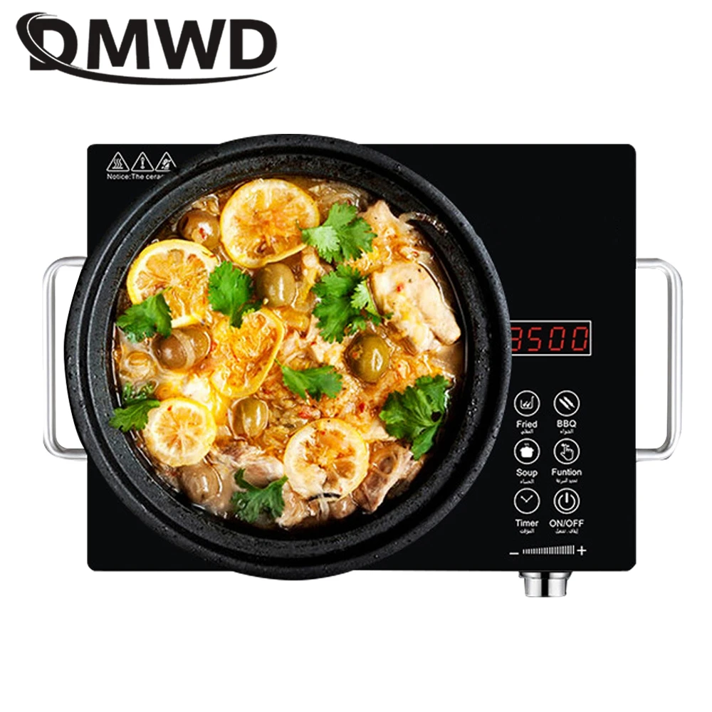 DMWD Household Stove Electric Ceramic Cooker 3500W Induction Cooker Smart Electromagnetic Oven Waterproof Heating Plate 110/220V 2