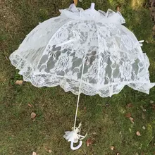 Свадебный кружевной зонтик, свадебные украшения, реквизит для фотосессии, розовые зонты с длинной ручкой