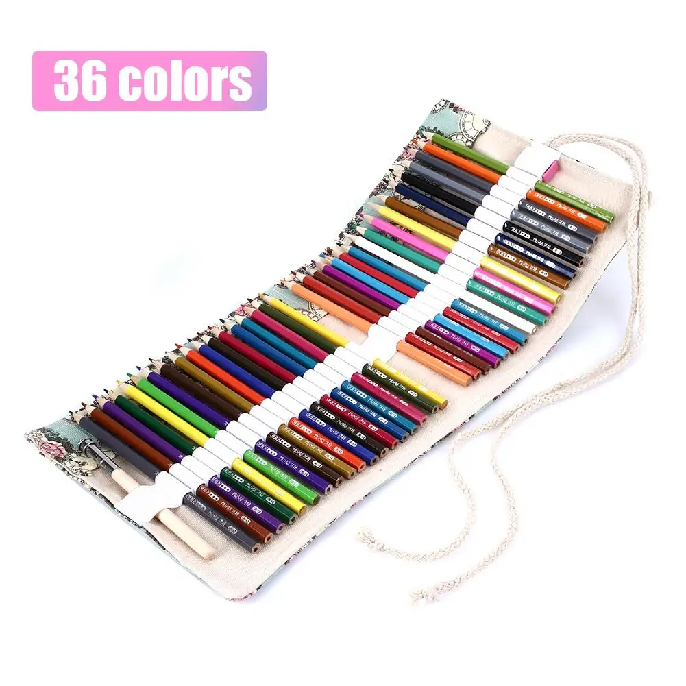 36 colors 72 цвета, набор карандашей для рисования, профессиональный набор для рисования, инструмент для рисования с холщовой сумкой или художником, школьные товары для рукоделия - Цвет: 36 colors