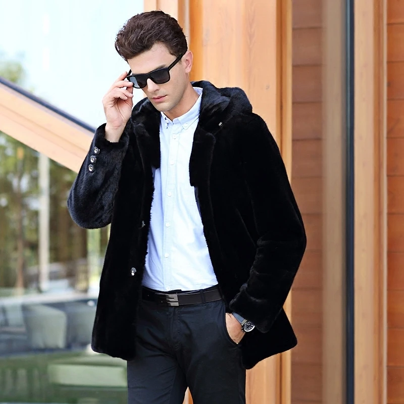 2020 New Real Fur Coat Men Natural Mink Jacket Winter Warm Mens Hooded High Quality Parka Z04-3 KJ2716 | Мужская одежда