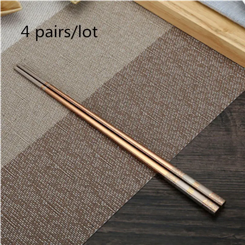 Rose Gold 1 пара/лот роскошный набор палочек для еды из нержавеющей стали Металлические Китайские Серебряные детские палочки для еды для детей Суши Палочки для еды посуда - Цвет: Rose Gold
