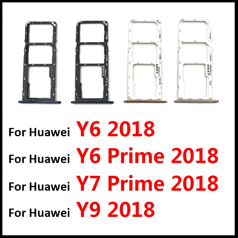 Nuovo Vassoio Di Sim Per Huawei Y6 Y7 Prime Y9 2018 Micro Nano Sim Vassoio Di Carta Del Supporto Slot Holder Adapter Socket