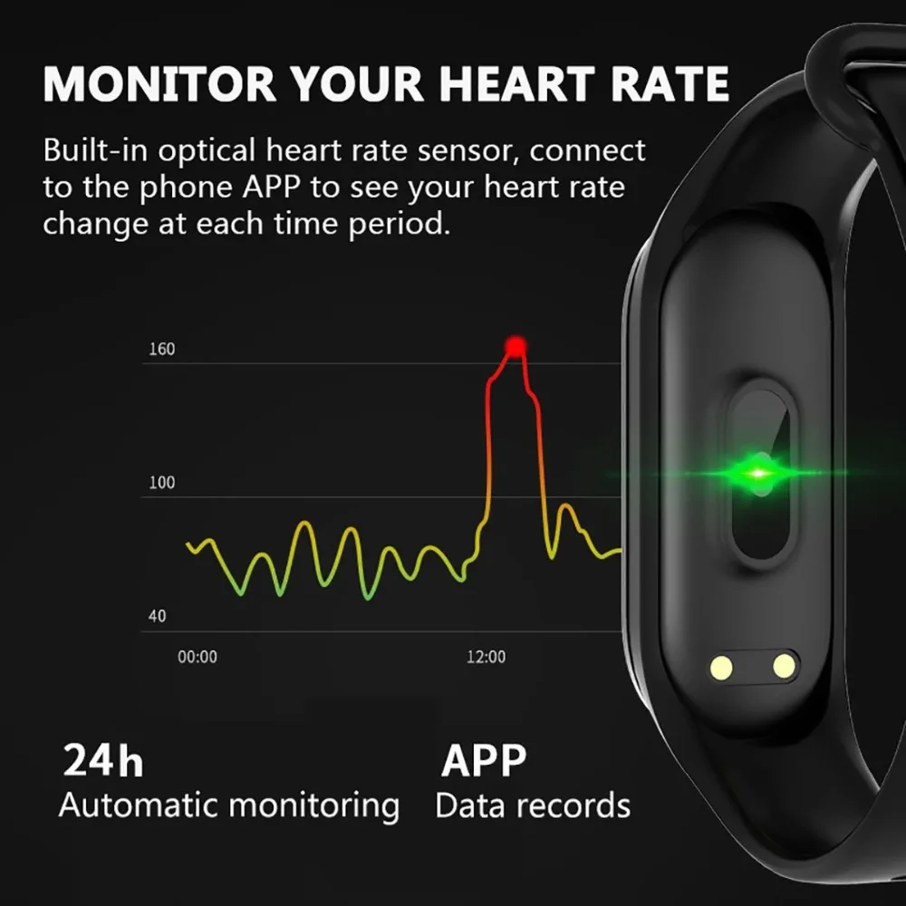 M4 Smart Bracelet Waterproof Color Screen Smart Band Bluetooth Heart Rate Fitness Monitor Wristband Newest Smart Bracelet