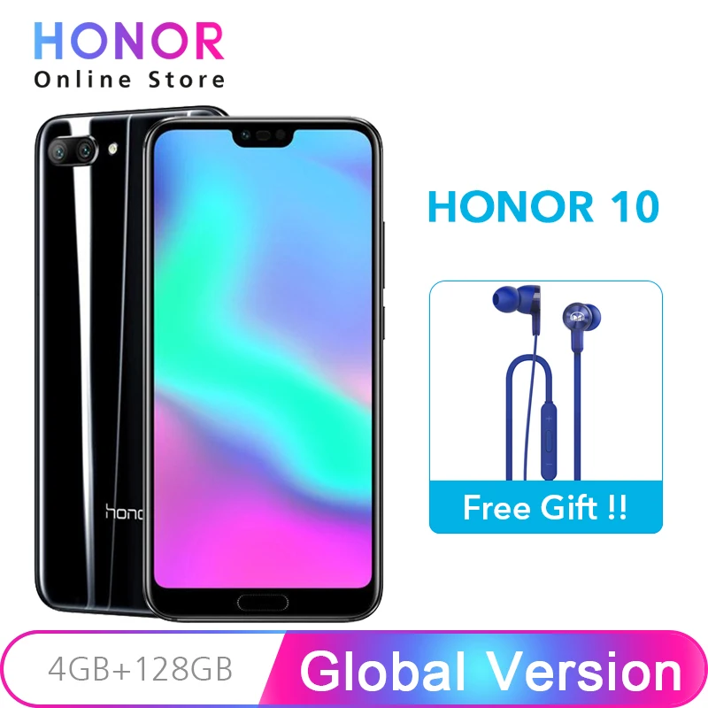 Бесплатная доставка глобальная версия Honor 10 4 Гб 128 ГБ Kirin 970 Восьмиядерный