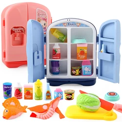 Réfrigérateur de cuisine pour enfants, jouets de maison de jeu, Simulation de réfrigérateur, armoire, jeux de Simulation d'aliments, Style d'armoire 