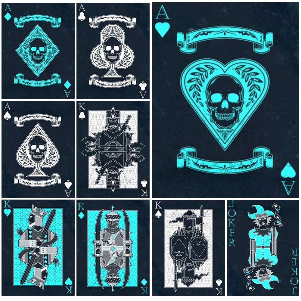 

Skull Poker Playing Cards Warrior Wall Pictures For Living Room Home Decor Nordic Poster Wall Art Canvas Painting Unframed