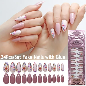 

24pcs/box Fashion Fake Nails Press On The Nail Tips Full Coverage Design Women Nail Art Decoration Fake Nails