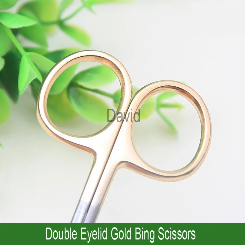 Korean style double eyelid scissors Gold handle Stainless steel fine sharp instruments Beauty scissors surgical instruments cornea scissors
