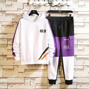 

HIP HOP Men's TrackSuit Sportswear Black Sets 2020 Spring Autumn Casual Two Piece Fashion Clothes Hoodies+Sweatpant Track Suit