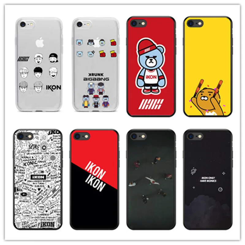 

IKON KPOP Boy Group Pattern Design Soft Silicone TPU Phone Case Cover For iphone 4 5 6 6S 7 8 PLUS X XS XR XMAX Funda Coque Capa