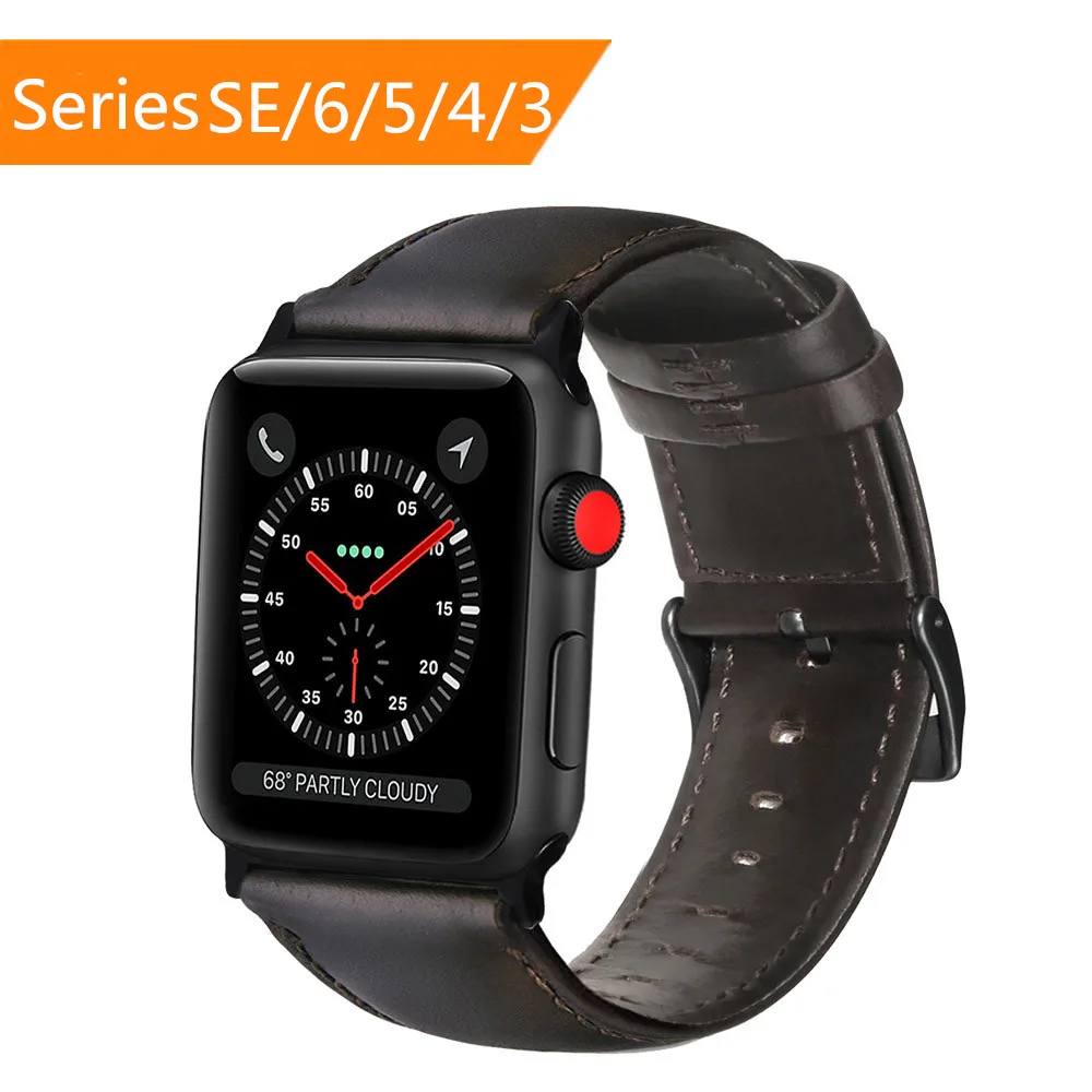 Мужские/Женские Классические кожаный ремешок для наручных часов Apple Watch версии