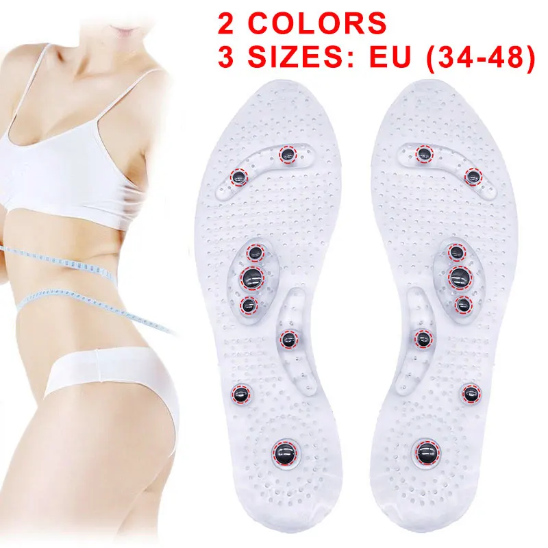 Magnetic-Massage-Insoles Shoe-Pads Weight-Loss Foot-Acupressure Transparent Unisex