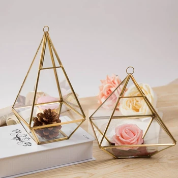 

Nordic Polyhedron Glass Geometric Terrarium Bonsai Succulent Fern Moss Flower Geometry Diamond Glass Flower Room Home Decoration