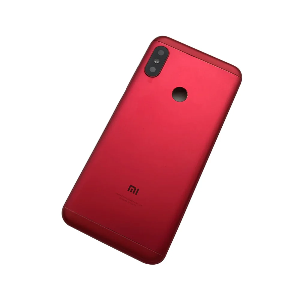 5,8" для Xiao mi Red mi 6 Pro/mi A2 Lite Батарейная дверь металлическая задняя крышка Запасные части Корпус чехол с кнопками объектив - Цвет: Red