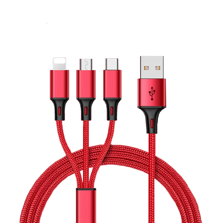 

Dragon Design 3-in-1 Charging Cable Applicable iPhone 6 7 Android Type C Triple Had 2A Weaving Charging Cable