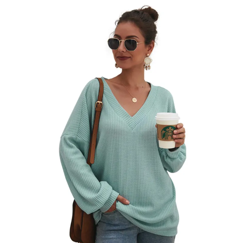 

Autumn Fashion Sweater Women's Sexy Deep V-neck Long Sleeve Sweater Pullovers Tops Ladies Casual Loose Large Size Clothing