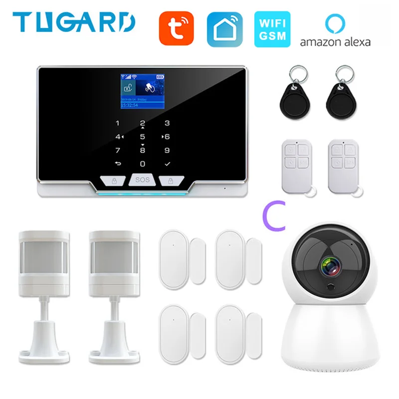 keypad for security system TUGARD G20 Tuya WIFI GSM Home Alarm System 433Mhz Wireless House Security Burglar Alarm Kit 1080P IP Surveillance Camera System home security keypad Alarms & Sensors