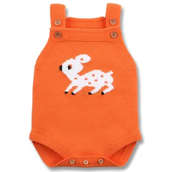 

Baby Jumpsuit Children's Sling Pure Color Christmas Deer Knitted Shirt Children Warm Clothing Fashion Jumpsuit