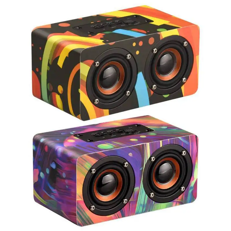 

D50 Colorful Wooden Wireless Bluetooth Speaker 360 Degree Surround Sound mp3 Player FM Radio Support TF Card