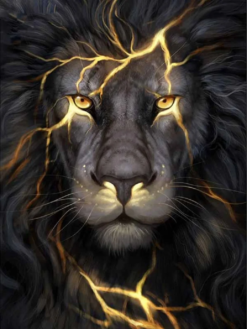 

New 5D Diy Full Square&Round Diamond Embroidery Diy Diamond Painting Craft Decorated Living Room Good Gift Black Lion