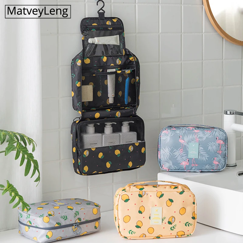

New hook wash bag Waterproof Cosmetic Bag lemon Women Men Large Makeup bag Women Toiletries Bag Men Travel Wash kit Beauty