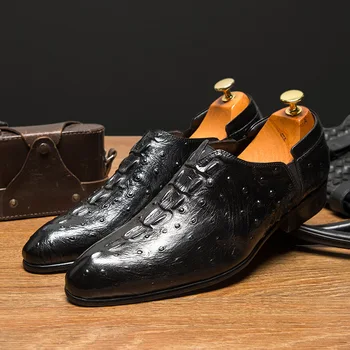 

Autumn 2019 men's business dress leather shoes pointed crocodile pattern men's shoes fashionable shoes