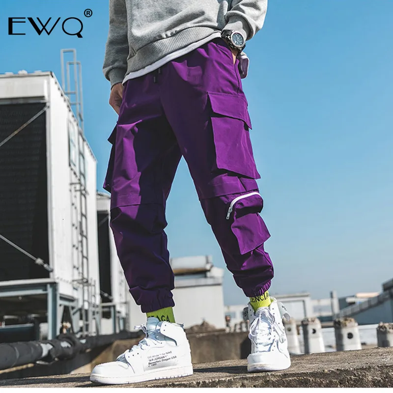 EWQ/мужские фиолетовые штаны для бега 2020 мужские уличные карго с карманами