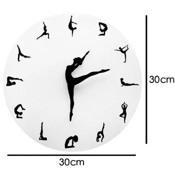 

DIY Wall Clock Fashion Clock Yoga Pattern Wall Clocks Mute Living Room Background Decorative Wall Clock Home Decor 2020
