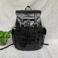 Authentic Crocodile Belly Skin Drawstring Closure Men's Travel Backpack Genuine Alligator Leather Male Large Top-handle Bag Pack 1