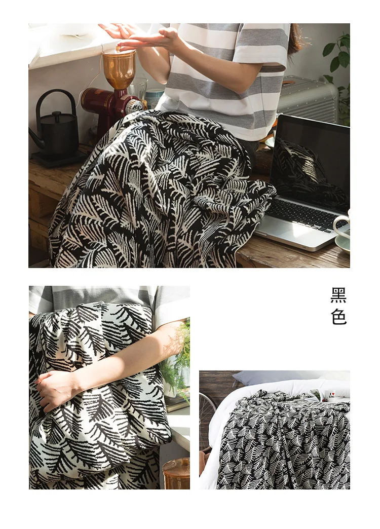 Ruijing Textile American-Style Full-cotton Knitted Blanket Airable Blanket Sofa Blanket Living Room Office Nap Blanket
