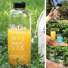 Портативная стеклянная бутылка для воды прозрачная чашка с буквенным принтом для спорта на открытом воздухе@ LS