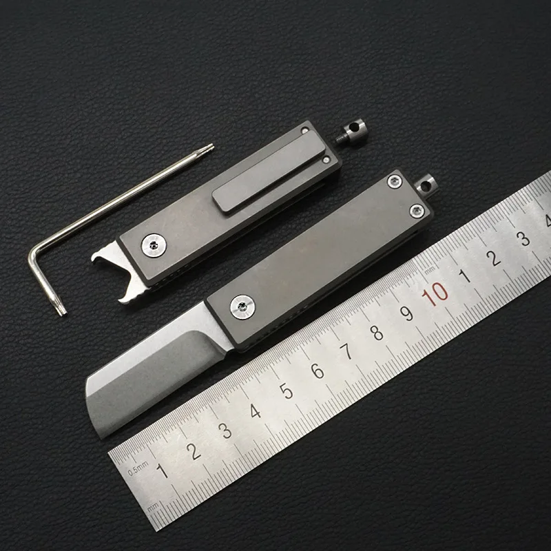 

Outdoor Folding Knife Multi-function Tapper Titanium Alloy S35vn Powder Steel Mini Razor