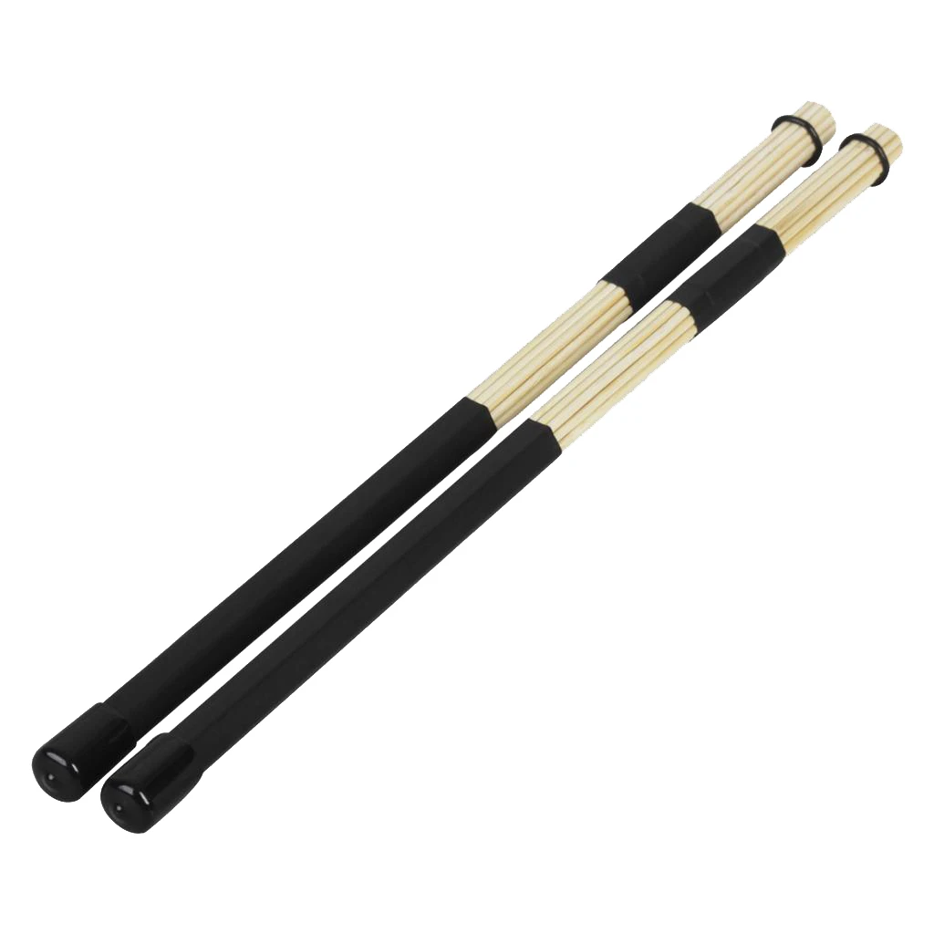 1 Pair Wooden Drum Rod Brushes Drumsticks for Cajon Jazz Drum Accessory, Black