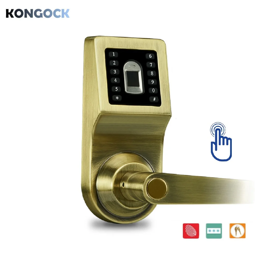 

Keyless fingerprint door lock, digital code smart Lock mechanical key access reversible Handle keypad door lock
