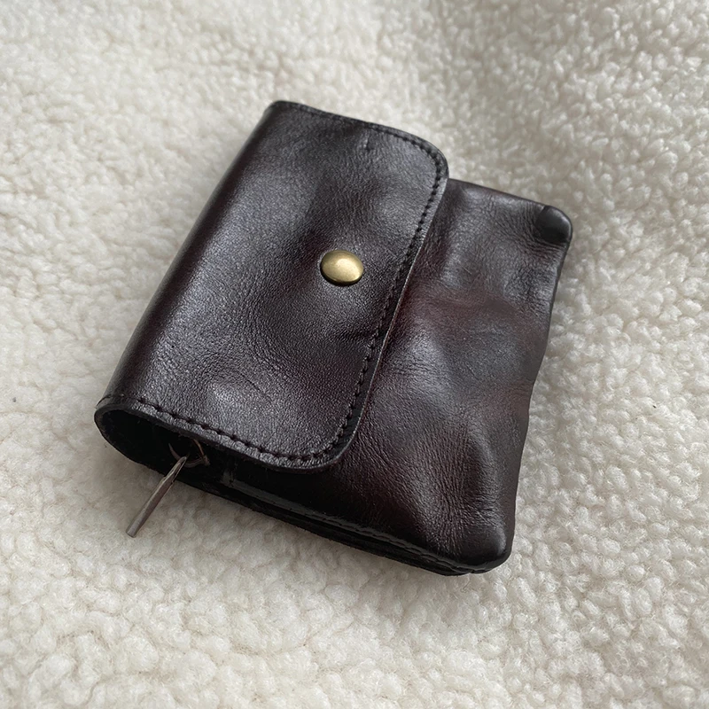 Vintage Style Men Leather Coin Purse Wallet Clutch Key Holder Zipper Small Soft Bag Mini Bag