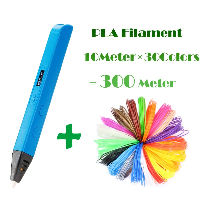 Lihuachen RP800A 3D печатная ручка для детей 3D Рисование ручка живопись игрушка применимый ABS/PLA нити материал - Цвет: Blue Add 300 Meters