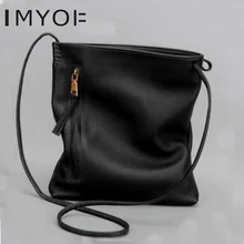 IMYOK новая простая женская сумка из натуральной кожи, модная маленькая сумка из коровьей кожи, сумка через плечо, дизайнерская женская сумка с кисточками