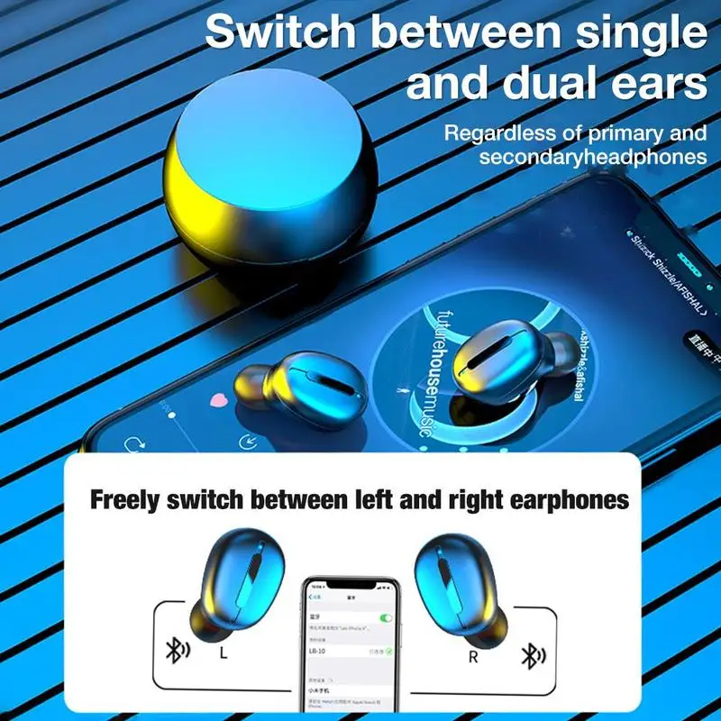 Mini Bluetooth Headset with Charging Box HD Noise Reduction Bluetooth 5 0 Wireless Sports Earbuds HIFI Stereo